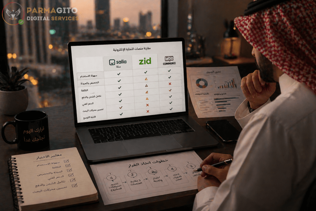 اختيار أفضل منصة تجارة إلكترونية بناءً على التحليل