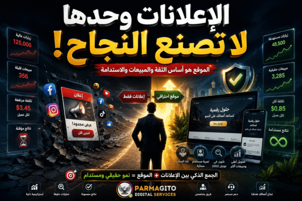 هل الإعلانات وحدها لا تصنع النجاح الرقمي؟ الإعلانات وحدها لا تكفي لتحقيق النجاح الرقمي بدون موقع إلكتروني احترافي يساعد على بناء الثقة وتحويل الزوار إلى عملاء
