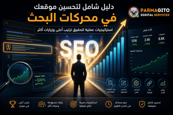 دليل شامل لتحسين موقعك في محركات البحث SEO دليل شامل لتحسين الموقع في محركات البحث باستخدام استراتيجيات SEO احترافية لزيادة الزيارات وتحسين ترتيب جوجل
