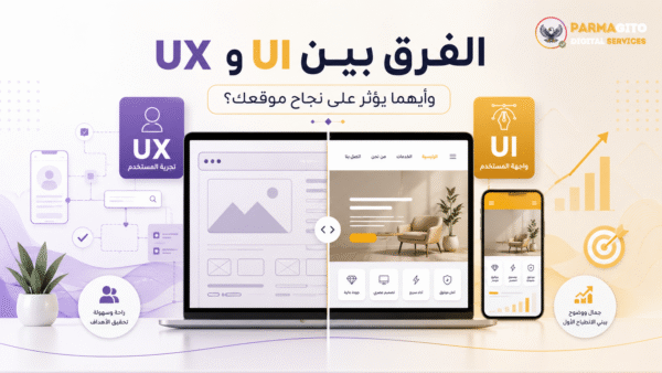 الفرق بين UI و UX وتأثيرهما على نجاح موقعك صورة توضح الفرق بين UI و UX وتأثير واجهة المستخدم وتجربة المستخدم على نجاح الموقع الإلكتروني